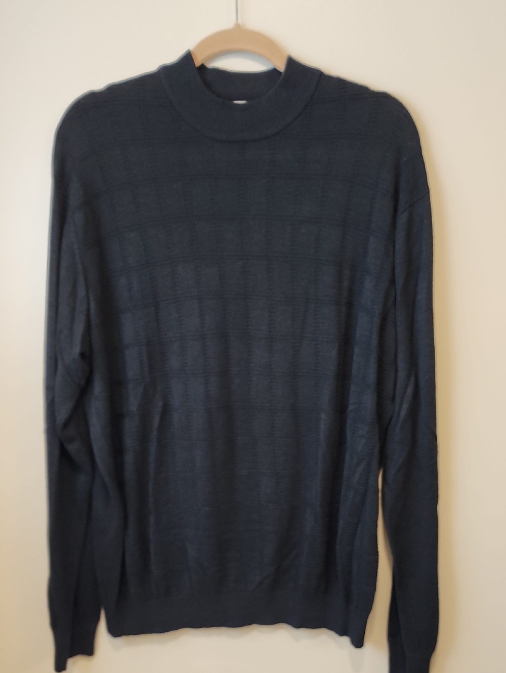 Vintage Perry Ellis Mock Neck Sweater Silk/Cotton Blend Black Patterned size XL